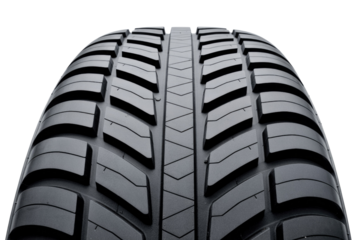 Close-up view of a tire tread showcasing its detailed pattern and texture. background removed