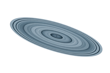 Abstract art depicting a tilted, concentric ring pattern resembling a planet's rings or a record. background removed