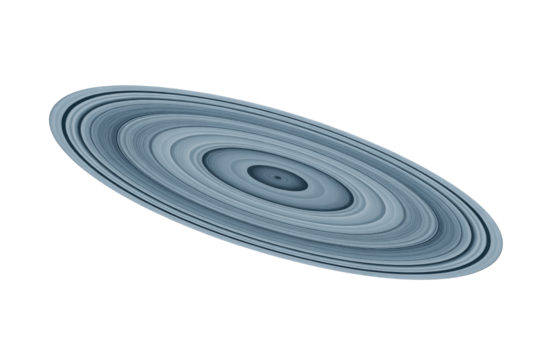 Abstract art depicting a tilted, concentric ring pattern resembling a planet's rings or a record. background removed