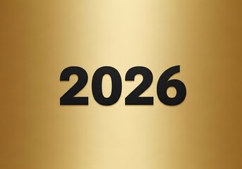 Black 2026 numbers on gold background to represent the upcoming new year and celebrate the start of a fresh new beginning