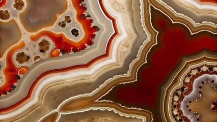 Red layered agate texture background surface