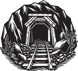 Tunnel entrance silhouette vector art file