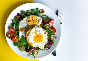 Eggs on Toast with Healthy Breakfast Mushroom Summer Salad