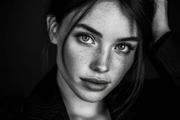 Fototapeta premium Dramatic monochrome image of an attractive young woman