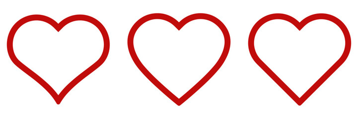 Vector hearts isolated on white. Hearts in linear and flat. Valentines day signs or symbols. Vector illustration