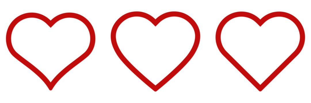 Vector hearts isolated on white. Hearts in linear and flat. Valentines day signs or symbols. Vector illustration