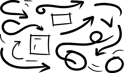 Hand drawn arrow shapes black and white design elements background