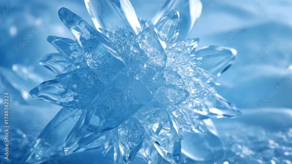 Wall mural seamlessly looping animation of interconnected abstract ice shards gently breaking apart and reformi