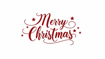 Elegant red Merry Christmas calligraphy with decorative stars and swirls design - Powered by Adobe