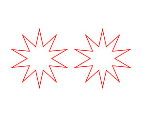Star Shape Red Outline Stroke Elements Creative Design Vector Illustration