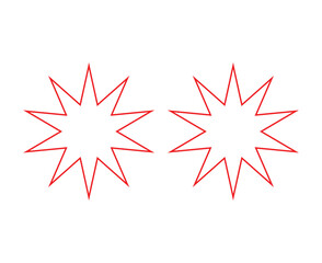 Star Shape Red Outline Stroke Elements Creative Design Vector Illustration
