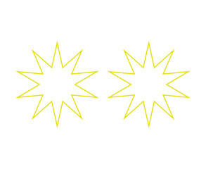 Star Shape Yellow Outline Stroke Elements Creative Design Vector Illustration