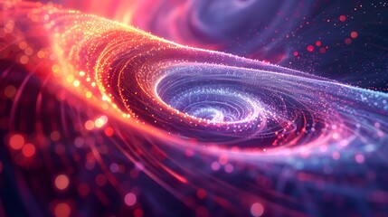 Abstract swirling vortex of vibrant energy and light creates a captivating cosmic nebula background for digital design.