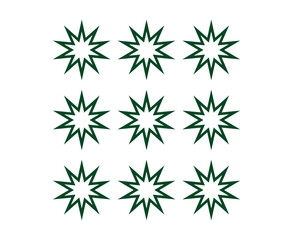 Star Shape Outline Collection Green Element Creative Design Vector Illustration