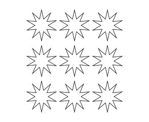 Star Shape Outline Collection Black Elements Creative Design Vector Illustration