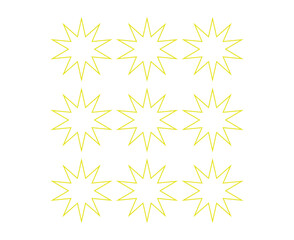 Star Shape Outline Collection Yellow Elements Creative Design Vector Illustration