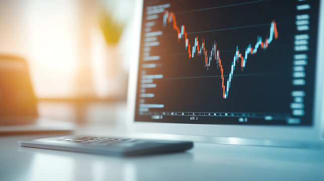 A close-up of a computer screen displaying stock market data, symbolizing finance and investment analysis.
