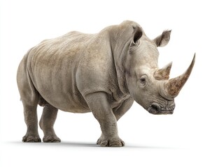 Fototapeta premium White rhinoceros, full shot, isolated