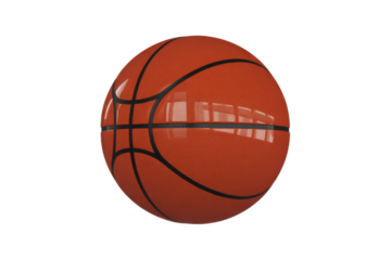 A classic orange basketball with black lines, isolated on a transparent background.  Perfect for sports themes. background removed