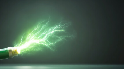 A dynamic representation of green energy in action, showcasing a powerful burst of electricity and innovation.