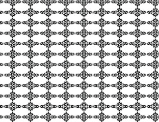 Intricate black and white geometric lattice pattern seamless repeating abstract textile design