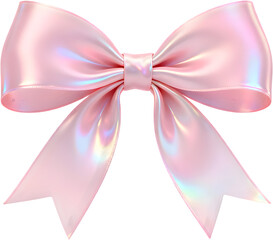 Iridescent Glossy Pink Ribbon Bow