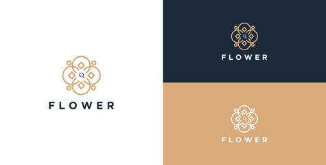 Fototapeta premium logo and icon of flower ornament with initial