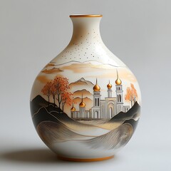 Minimalist white gold city vase high resolution picture