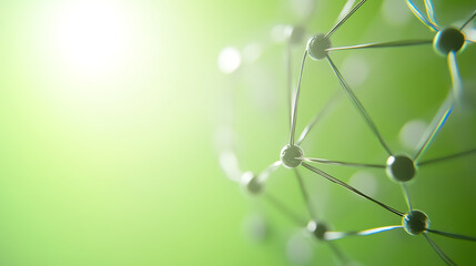 Abstract representation of molecular structure on a vibrant green background, symbolizing innovation in science and technology.