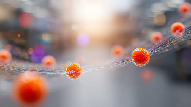 Abstract representation of molecular structures with vibrant colors, symbolizing innovation and technology in scientific research. - Powered by Adobe