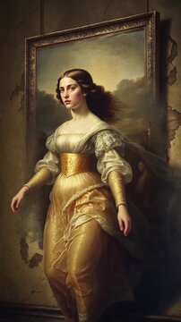 Femme sortant d&rsquo;un tableau ancien