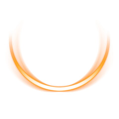 Orange Glowing Curved Light on Transparent Background
