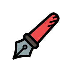 Red and Gray Fountain Pen Illustration with Black Outline on Transparent Background Celebrating World Television Day Doodle