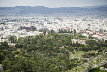 Naklejka premium Autumn view from a mountain over the city of Athens
