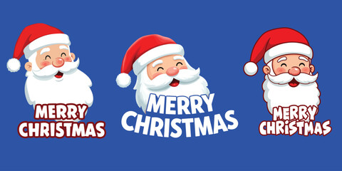 Santa Claus hat and beard. Red Merry Christmas Card Illustration Editetable