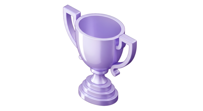 A simple isometric illustration of a purple trophy