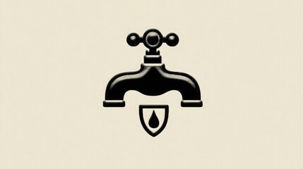 Emblematic water tap design with shield protection for clean water concepts and eco-friendly initiatives, perfect for conservation and sustainability campaigns