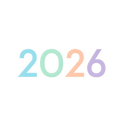 Pastel 2026 isolated on transparent background a soft and dreamy design featuring the year 2026 in gentle pastel hues, perfect for a modern look