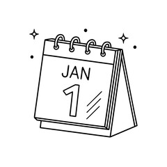 Calendar showing january first on transparent background