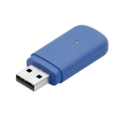 Blue usb flash drive on a white background