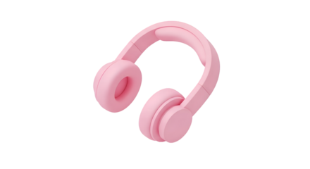 Bright pink over ear headphones on a white background