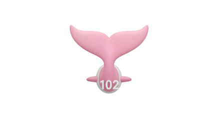 Pink whale tail charm with number 02