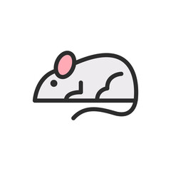 Cute Gray Mouse With Pink Ears And Black Eyes Illustrated In A Simple Doodle Style With A Transparent Background