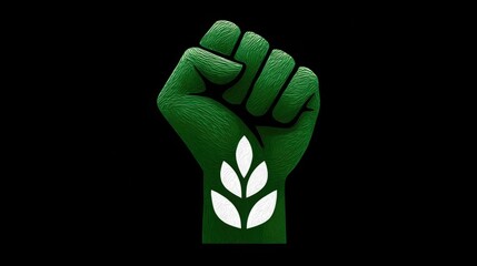 Powerful green fist with wheat symbol promoting sustainable agriculture, environmental activism, and a vibrant future for ecological harmony