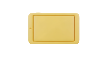 A simple square yellow light switch on a white background