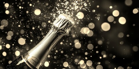 Celebrating with sparkling wine and bubbles at a festive event during the night