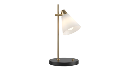 Modern brass desk lamp with frosted glass shade