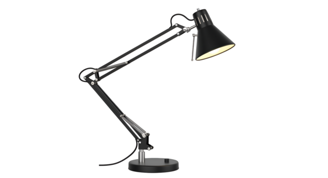 Adjustable black metal desk lamp with flexible arm
