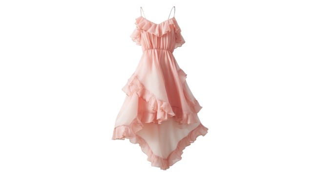PNG of A beautiful pastel pink ruffled dress showcasing a feminine design.