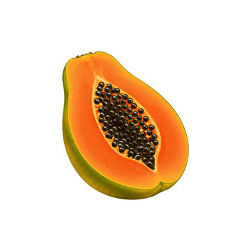 Half Papaya with Seeds